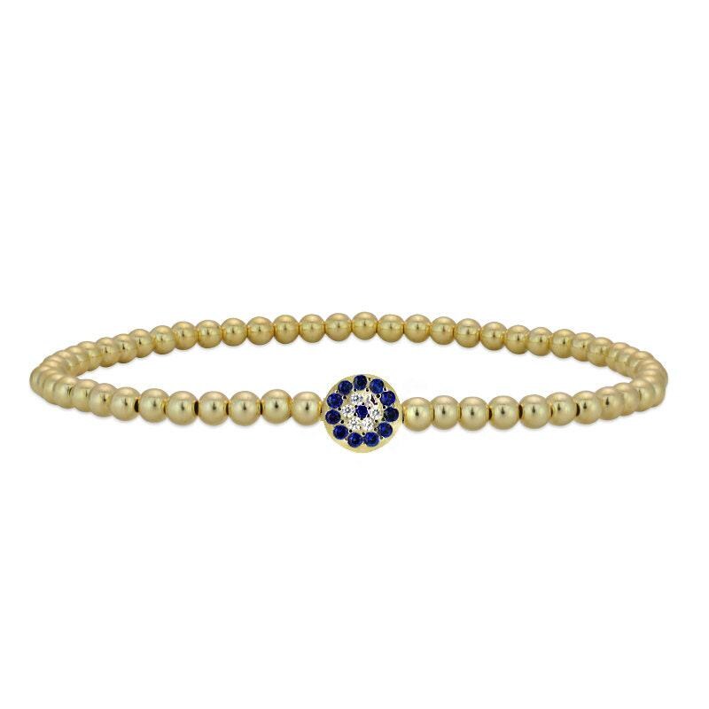 14kt Gold Evil Eye Protection Bracelet - Tarnish-Free Stacking Beaded Jewelry by Isabella Celini