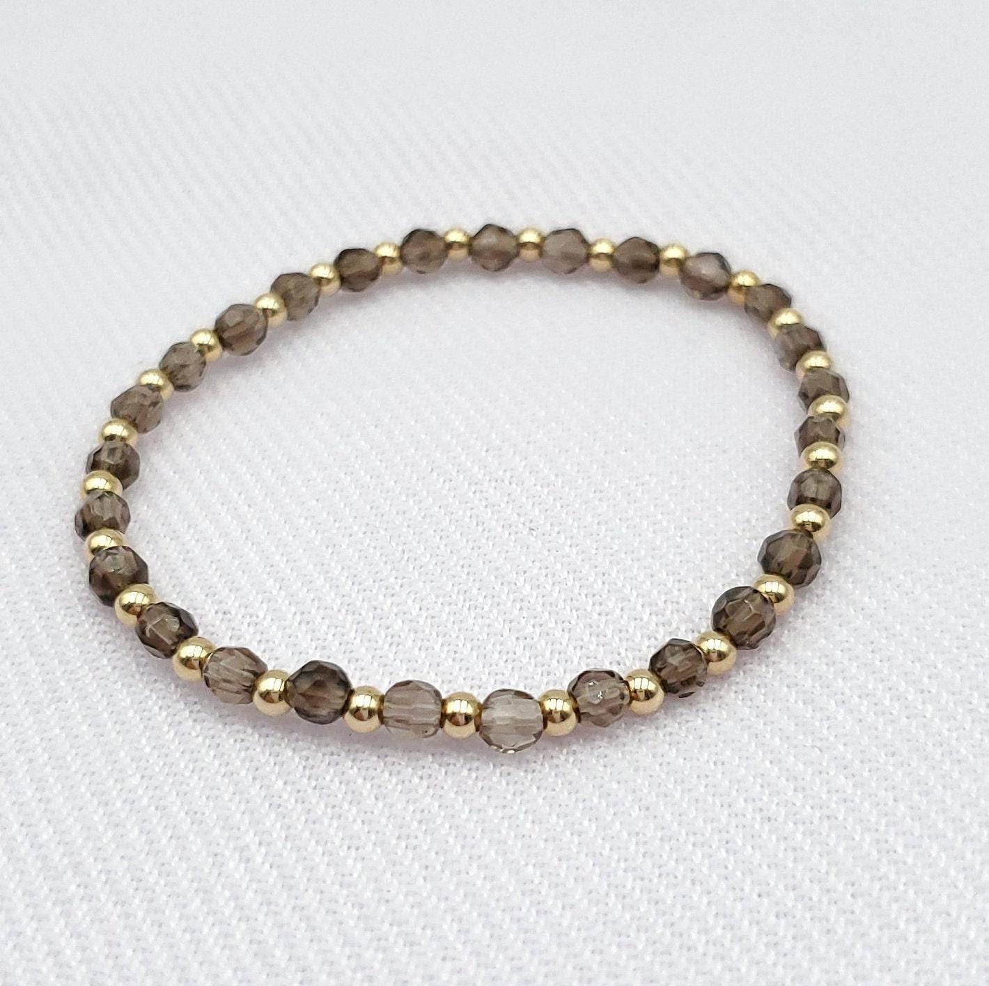 Delicate Gold Filled Stackable Bracelet with Semi Precious Beads - Customizable