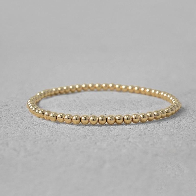 3mm Gold Filled Beaded Stretch Bracelet - Layering Jewelry for Women by Isabella Celini - Tarnish Free and Waterproof