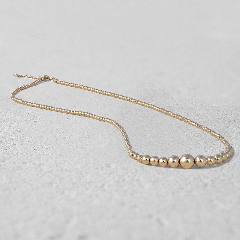Dainty Gold Filled Beaded Necklace - Boho Graduated Layering Jewelry - Classy Bridemaid Gift - Tarnish Free