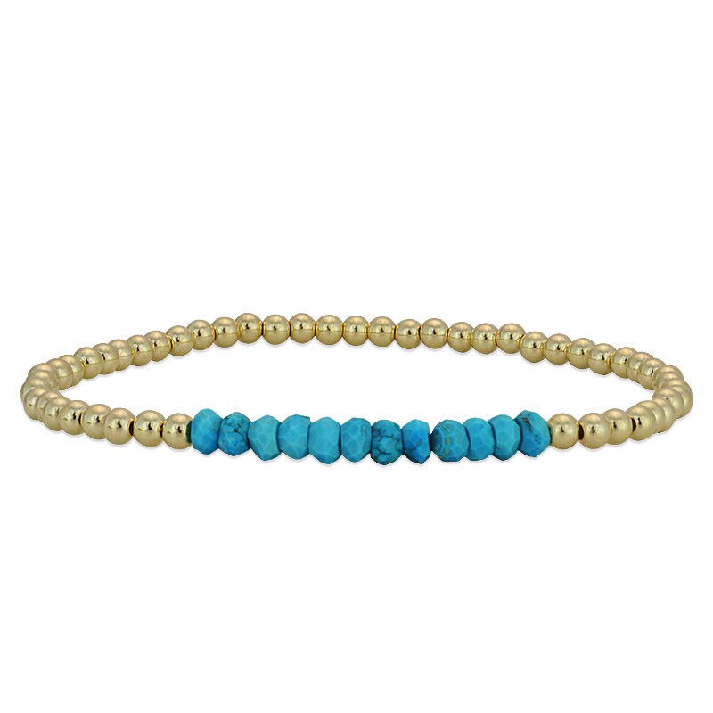 14Kt Gold Filled Semi Precious Beaded Bracelet - Stretch Stack for Ladies Gemstone Jewelry