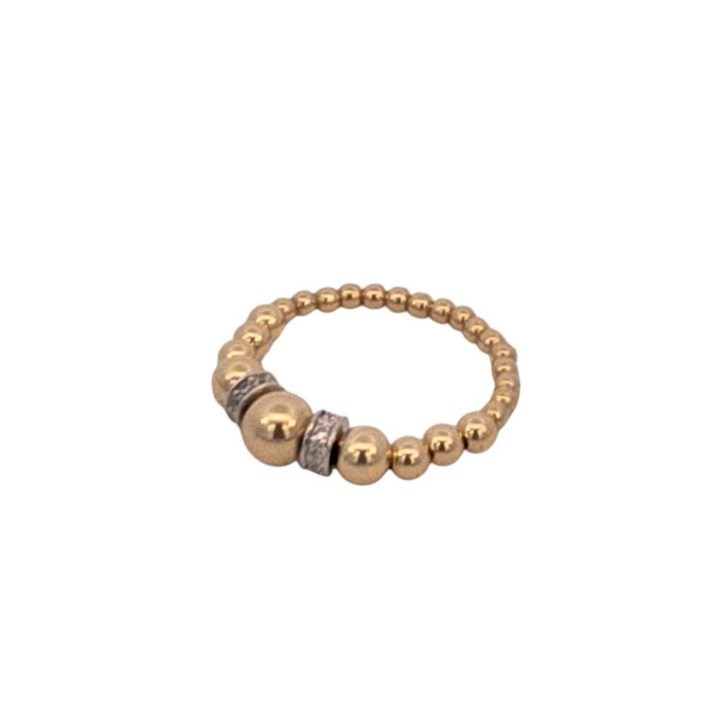 14kt Gold Filled Stacking Ring - CZ Roundels Pendant - Tarnish-Free Woman's Jewelry with 3mm Gold Filled Beads - Stretch for Perfect Fit