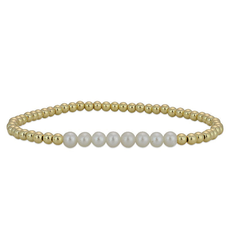 14Kt Gold Filled Semi Precious Beaded Bracelet - Stretch Stack for Ladies Gemstone Jewelry