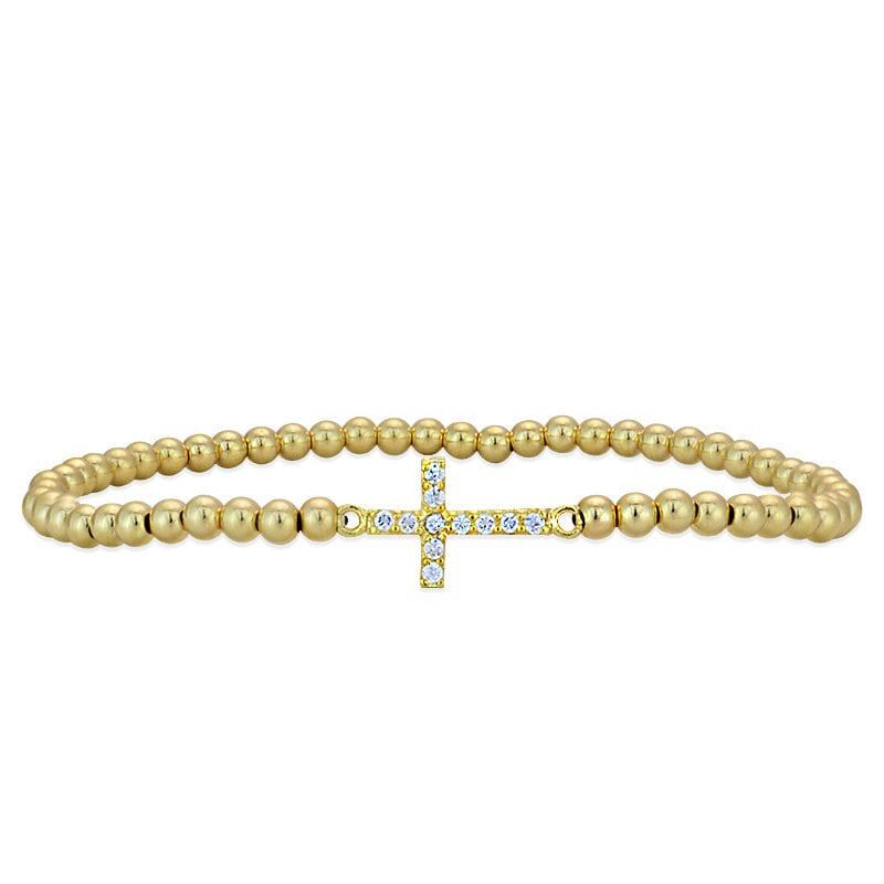 Cross Bracelet, Silver Bracelet, Beaded Bracelet,