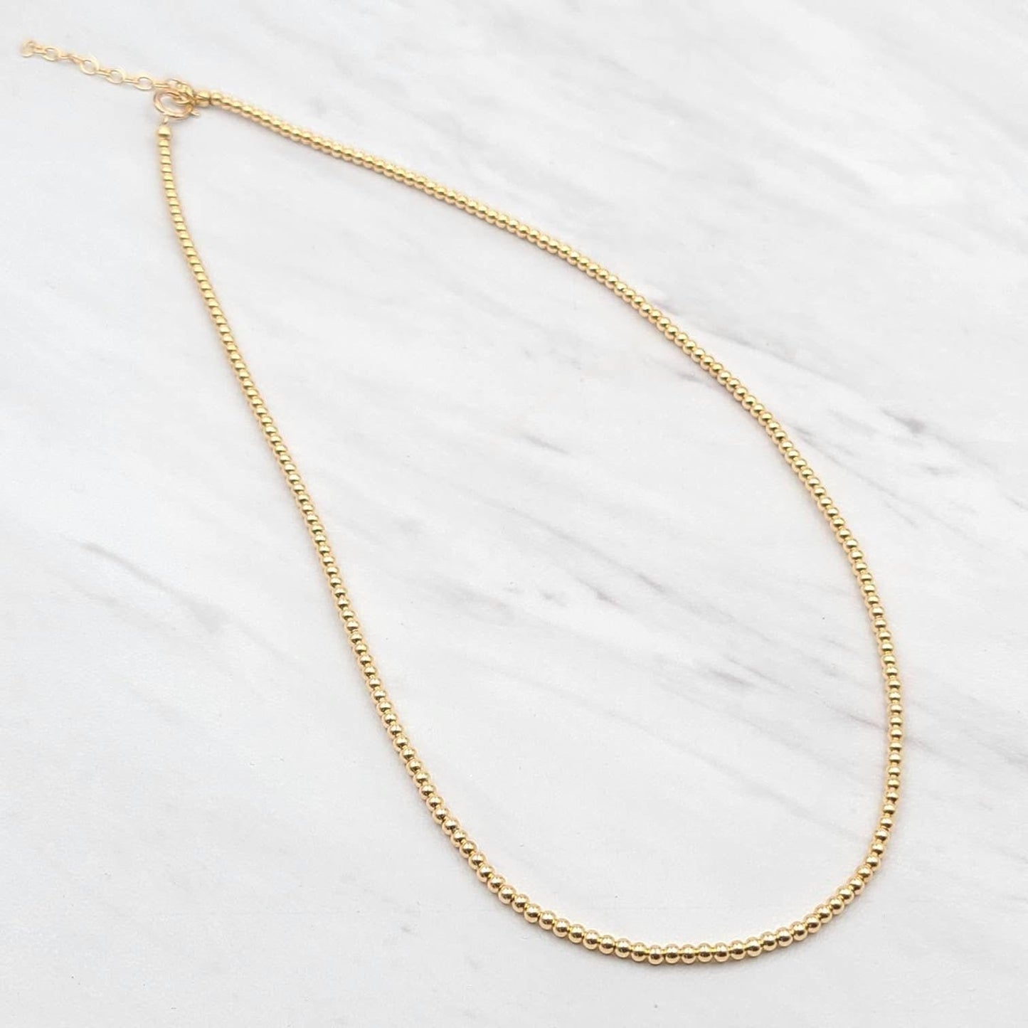 Dainty 2mm Gold Filled Beaded Necklace - Bohemian Layering Chain for Women - Bridesmaid Gift - Tarnish Free