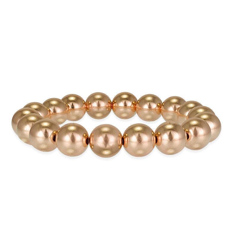 10mm 14kt Gold Filled Beaded Stretch Bracelet - Tarnish-Free Waterproof Jewelry for Women