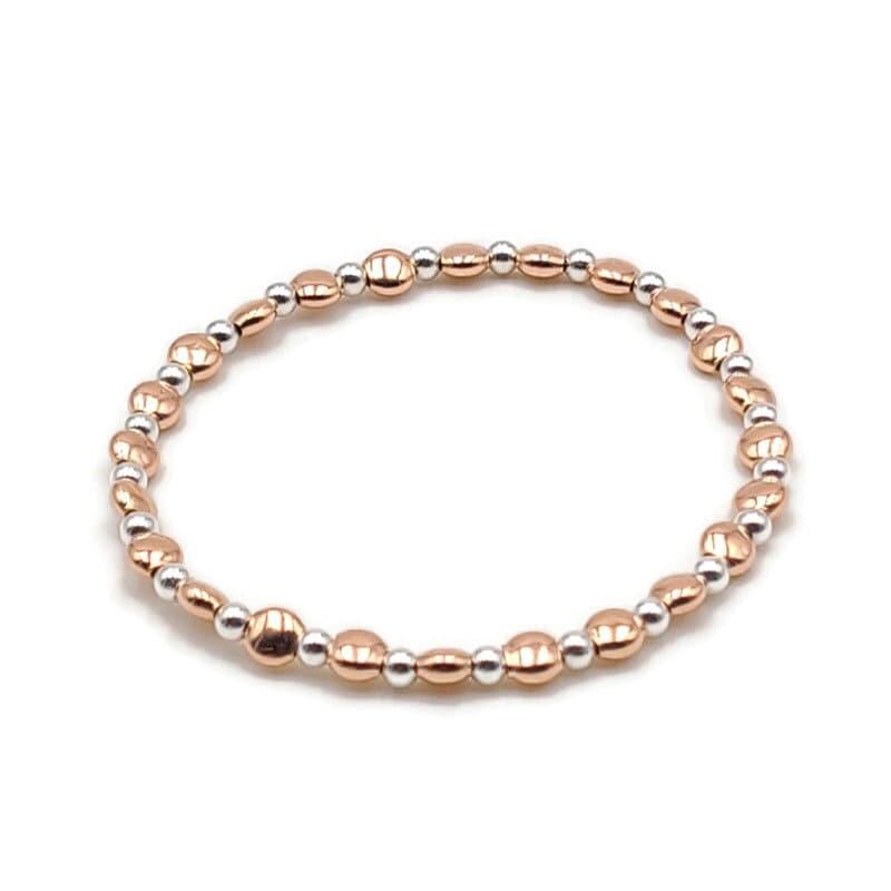 Gold Filled Beaded Stackable Bracelet - 5mm Flat Layering for Women - Tarnish Free Jewelry - Stretch Fit Jewelry