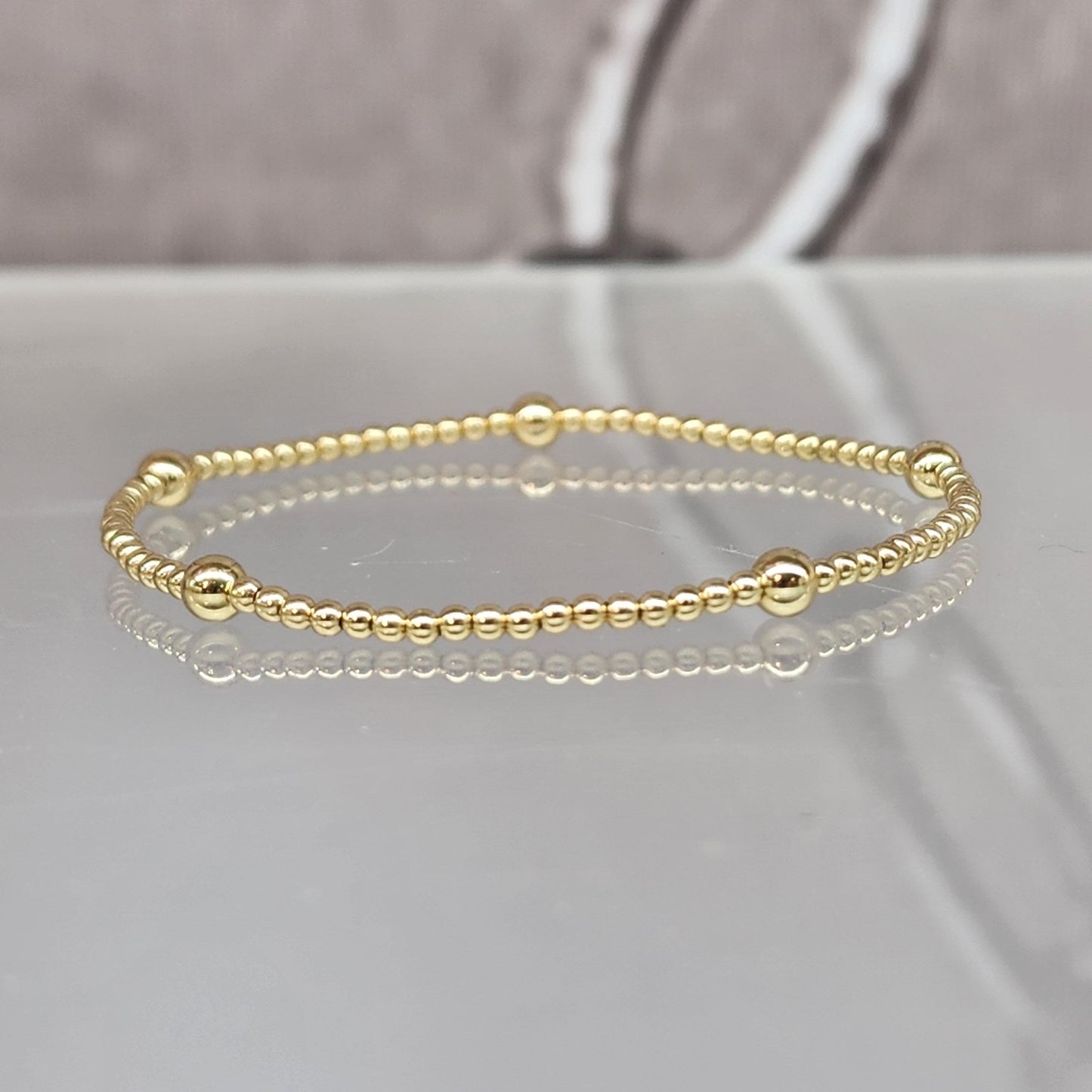 Station Bead Bracelet, Gold Filled Bracelet, Layering Bracelet