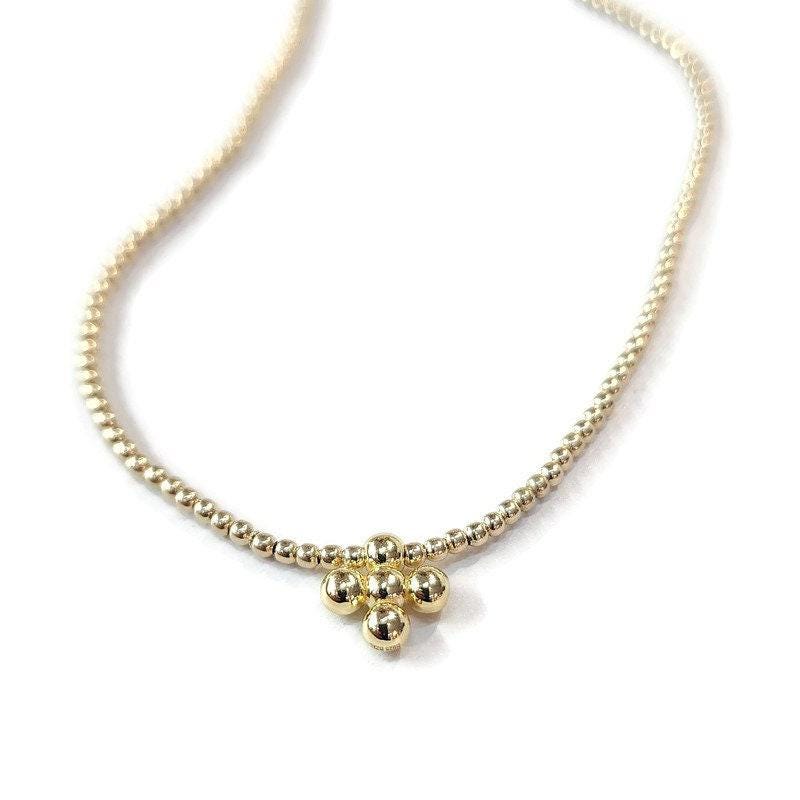 Gold Filled Beaded Cross Necklace Non Tarnish Waterproof Jewelry Dainty Christian Pendant
