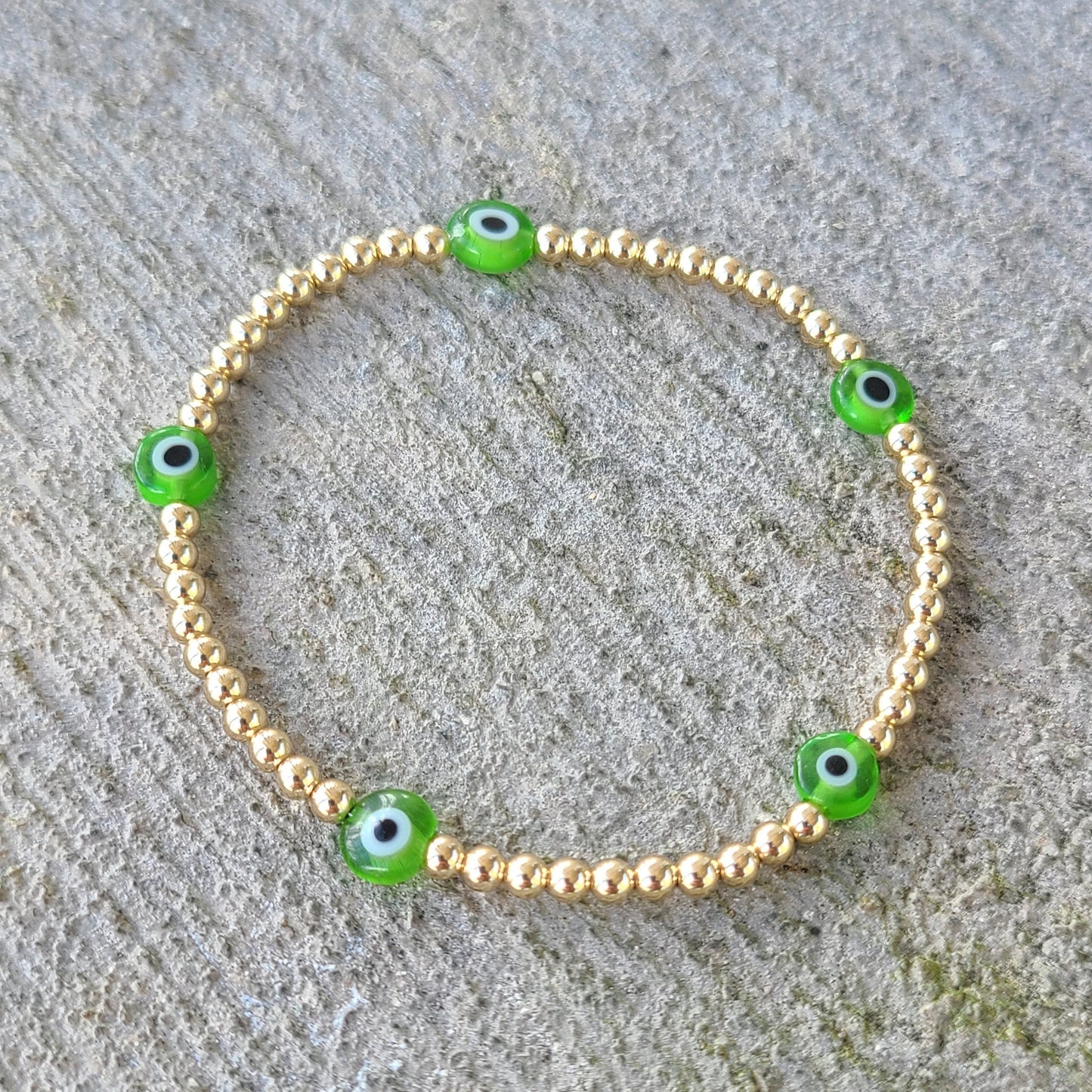 14K Gold Filled Evil Eye Protection Bracelet for Women - Dainty Waterproof - Tarnish Free Jewelry