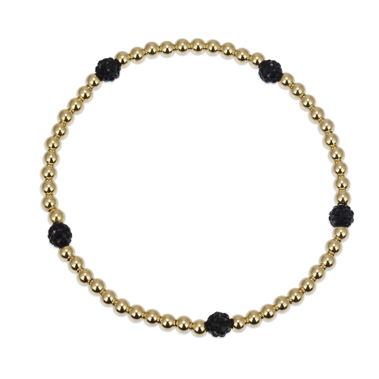 14kt Gold Filled CZ Ball Bracelet - Stretch Gold Beaded Womens Jewelry - Handmade by Isabella Celini