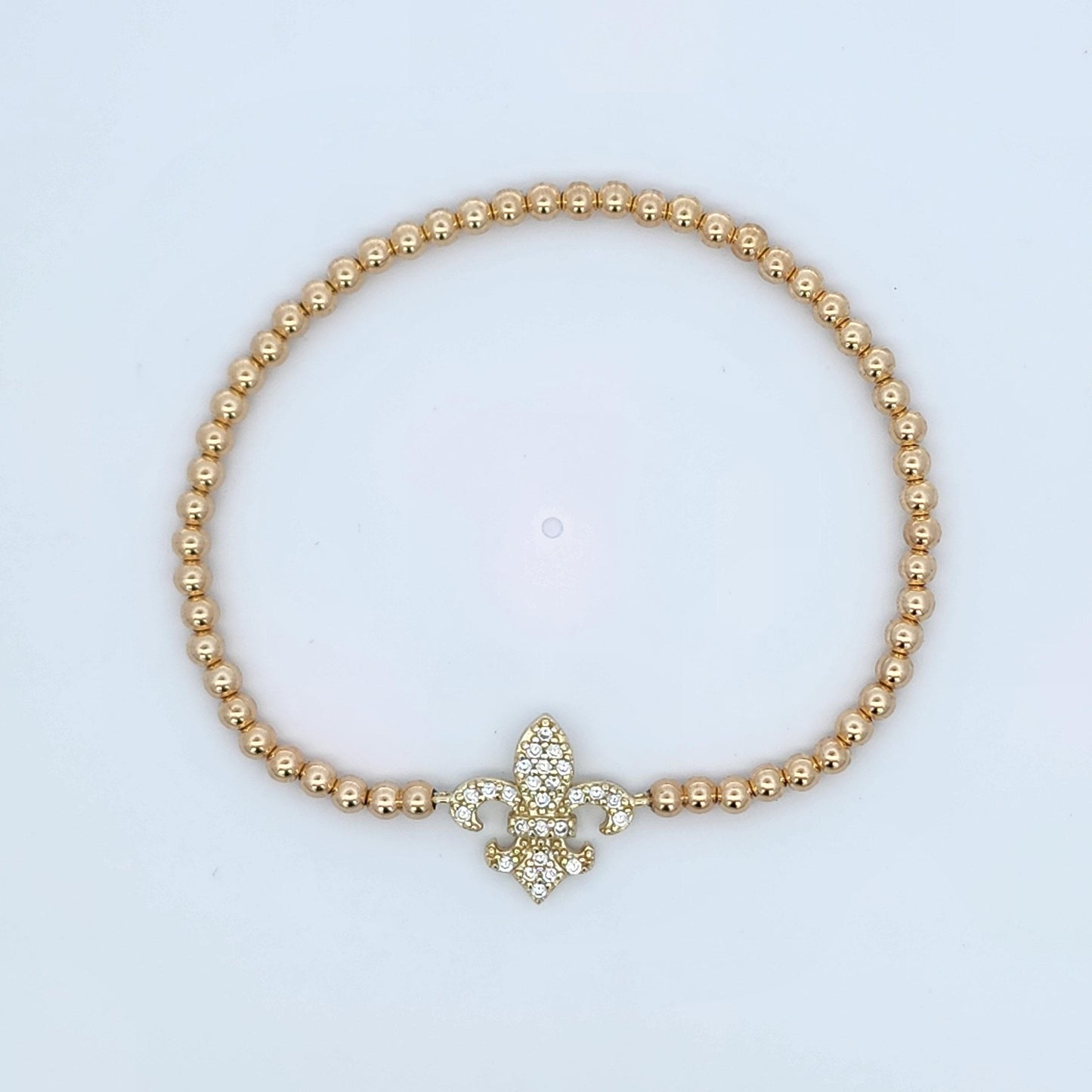 Fleur de Lis 14kt Gold Filled Bracelet - Boho Stacking Stretch Fit for Women