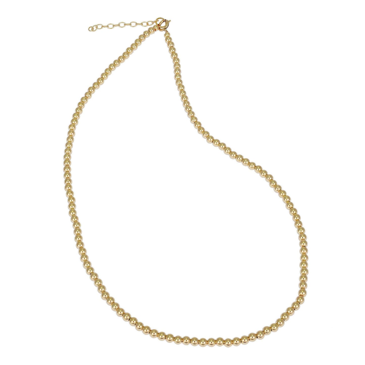 14kt Gold Filled 3 mm Necklace, Dainty Gold Filled Boho Beaded Hippie Jewelry, Tarnish Free Necklace