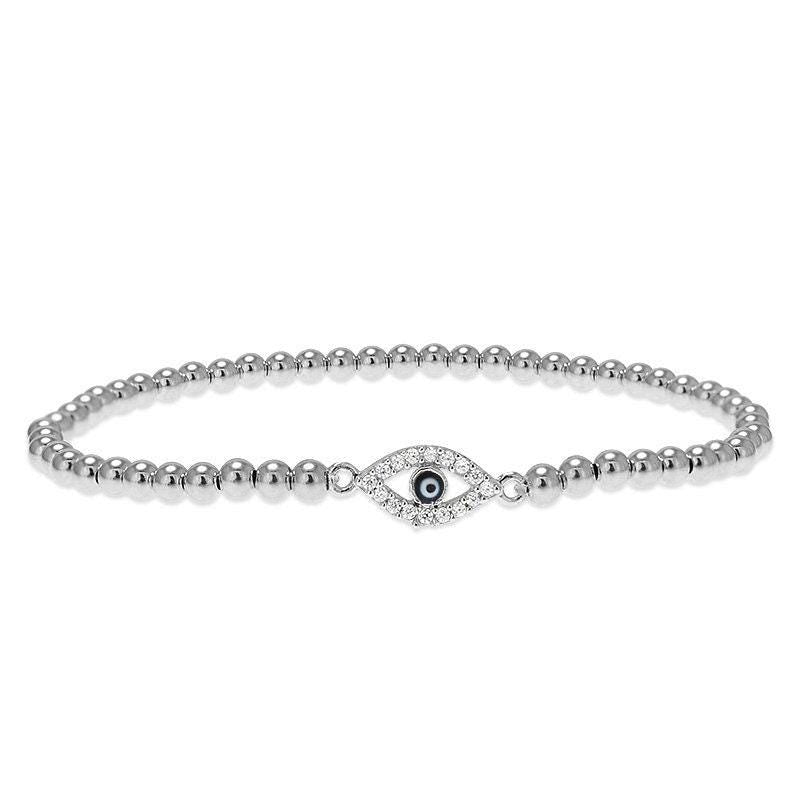 Good Luck Evil Eye Bead Bracelet - 14K Gold-Filled and Sterling Silver with CZ Tarnish-Proof and Waterproof