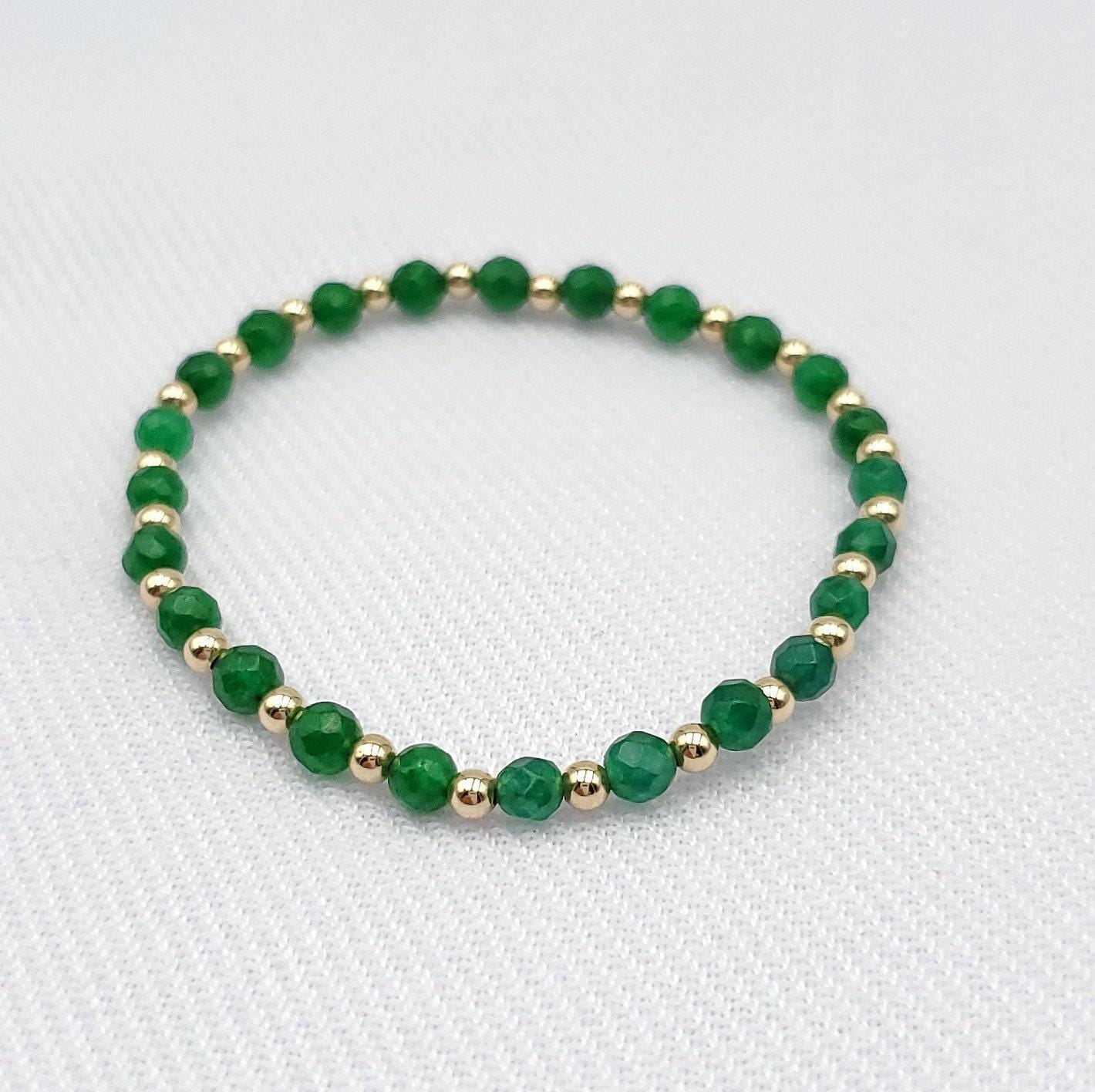 Delicate Gold Filled Stackable Bracelet with Semi Precious Beads - Customizable