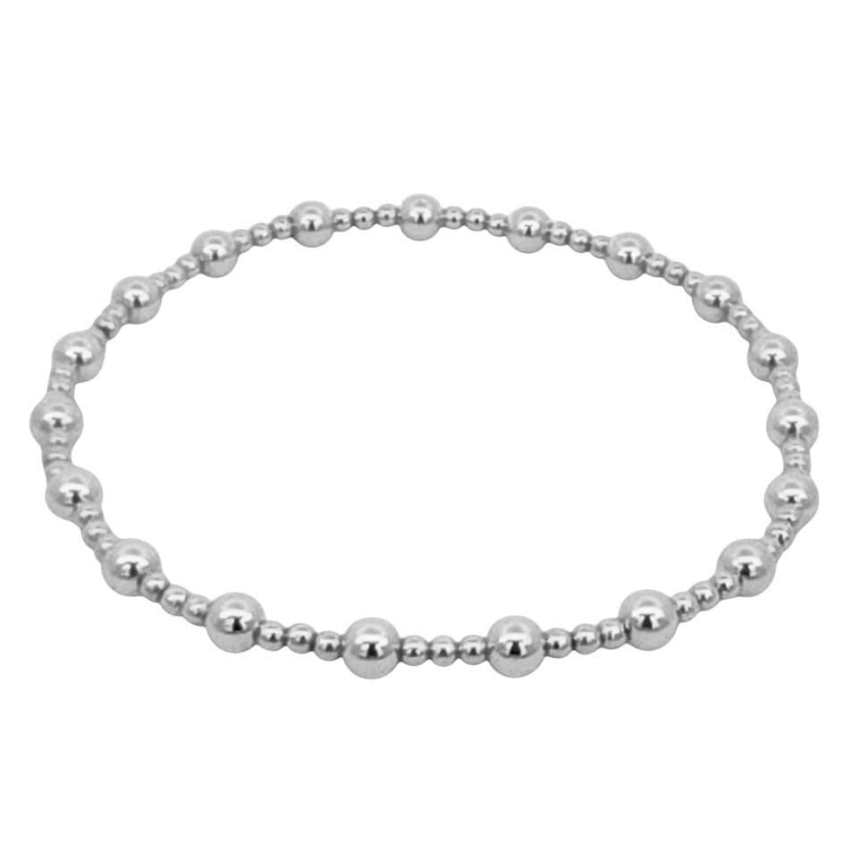 14Kt Gold Filled Stretch Stacking Bracelet - 2mm Sections 4mm Beaded Layering Boho Style - Tarnish Free and Waterproof Bracelet for Woman