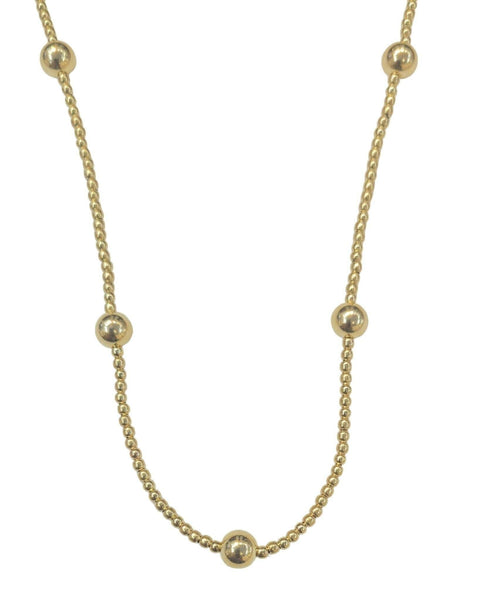 Dainty Beaded Station Necklace - Layering 14kt Gold Filled Necklace Tarnish Free - Handmade in Miami - ISABELLA CELLINI