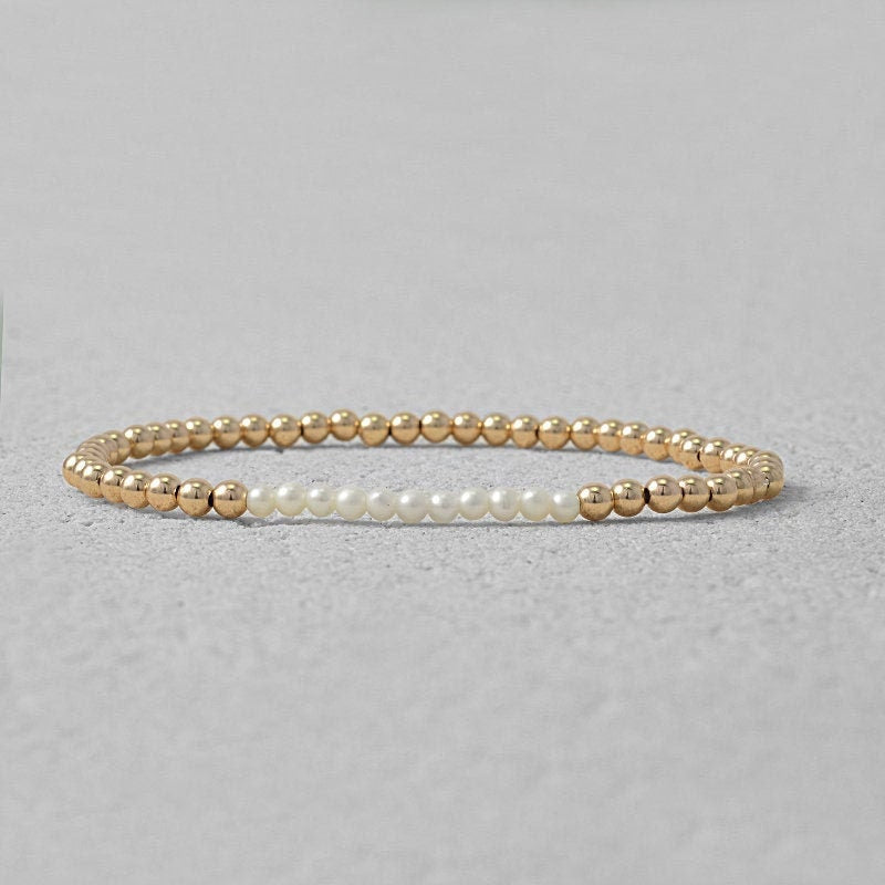 14Kt Gold Filled Semi Precious Beaded Bracelet - Stretch Stack for Ladies Gemstone Jewelry