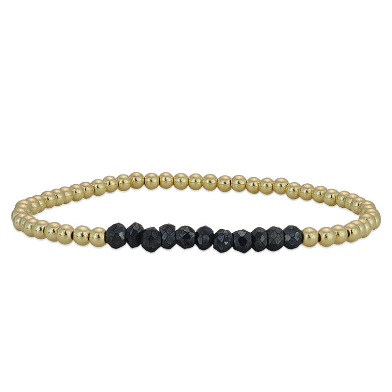 14Kt Gold Filled Semi Precious Beaded Bracelet - Stretch Stack for Ladies Gemstone Jewelry