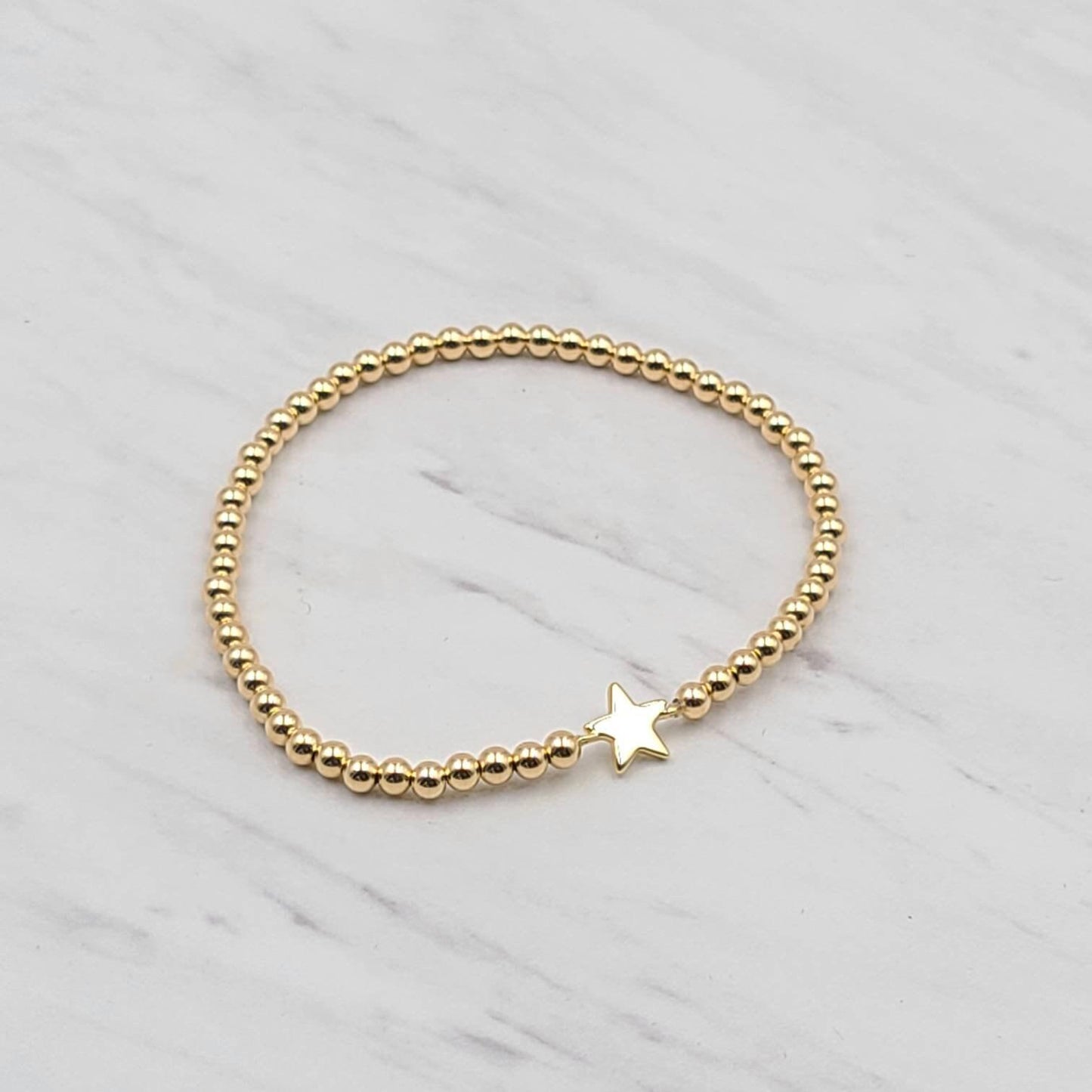 Star Gold Filled Bracelet, Isabella Celini, Gold Filled Beads, Stretch Stacking Bracelet, Celestial Bracelet, Boho Chic, Gift for Women