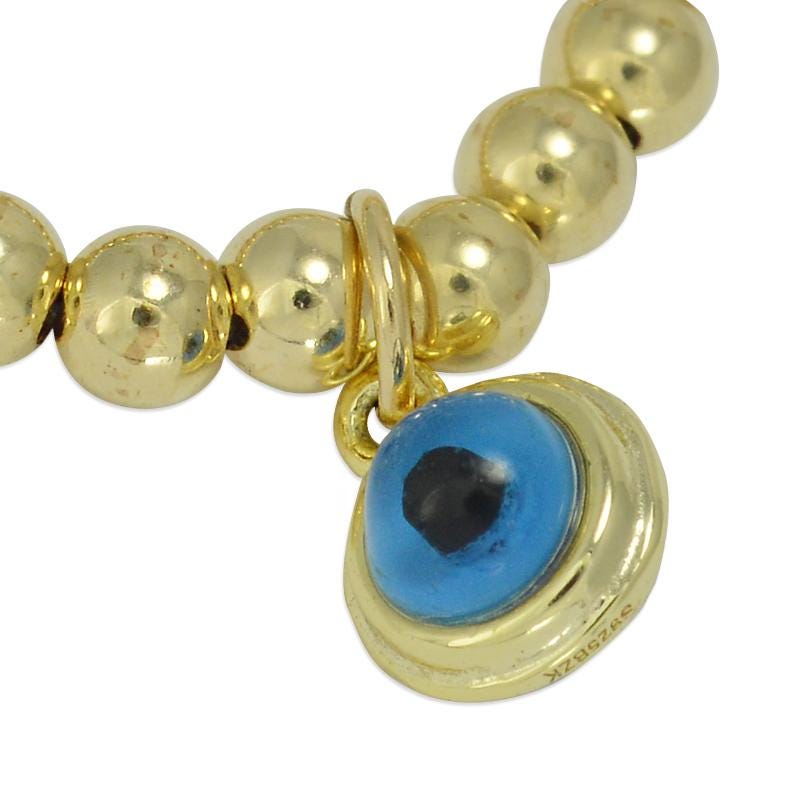Good Luck Protection Gold Filled Stretch Ring - Tarnish Free - 3mm - Evil Eye Design Charm Ring