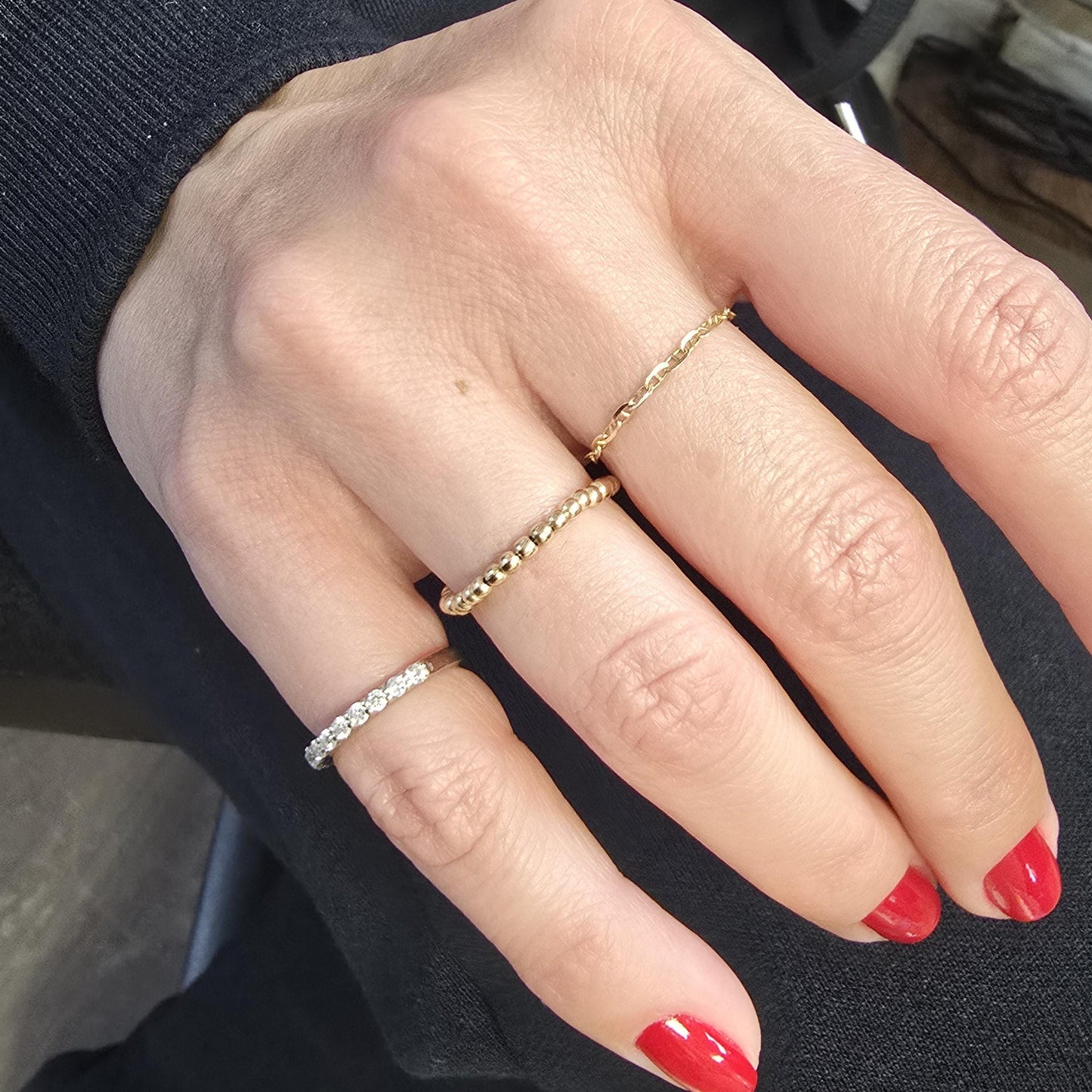 14kt Gold Filled 2mm Beaded Ring - Tarnish-Free Waterproof - Womens Ring