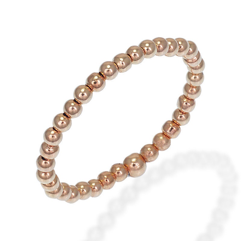 14kt Gold Filled 2mm Beaded Ring - Tarnish-Free Waterproof - Womens Ring