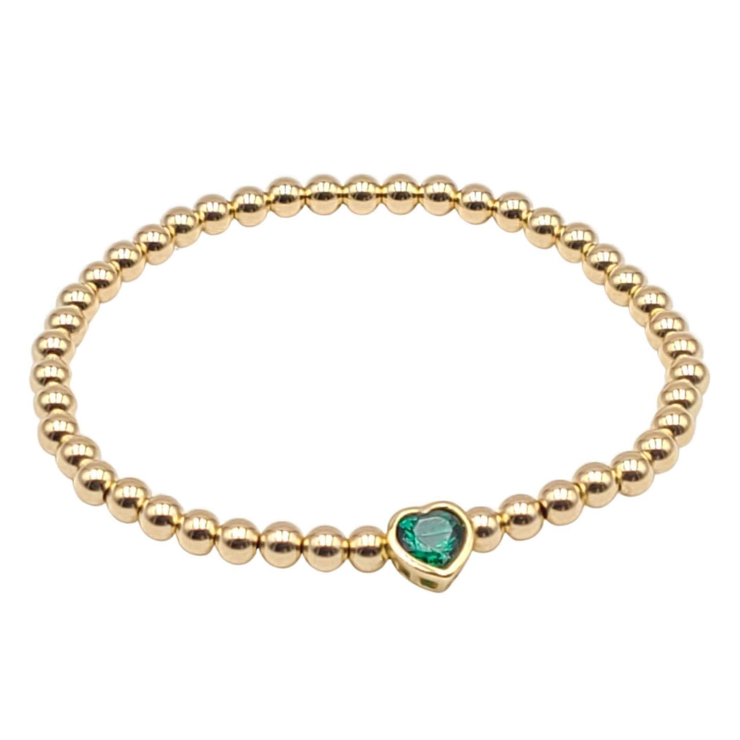 Heart Pendant Bracelet, Gold Filled Bead Bracelet, Boho Chic Bracelet