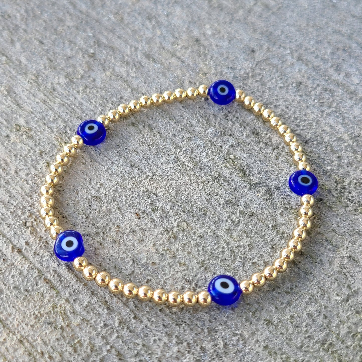 14K Gold Filled Evil Eye Protection Bracelet for Women - Dainty Waterproof - Tarnish Free Jewelry