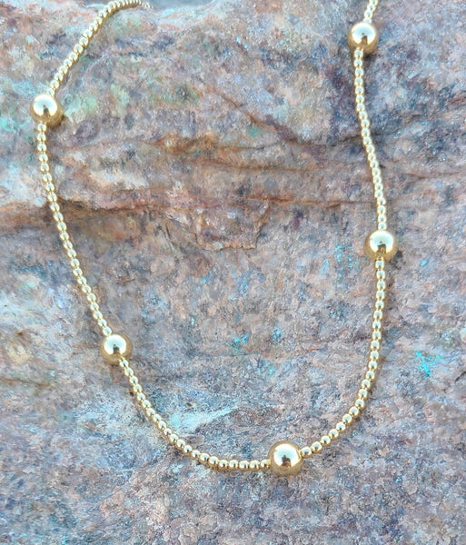 Dainty Bead Necklace, Bridesmaid Necklace, Gold Filled Necklace,