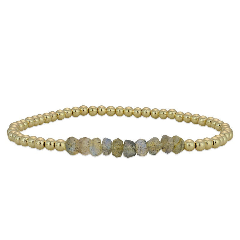 14Kt Gold Filled Semi Precious Beaded Bracelet - Stretch Stack for Ladies Gemstone Jewelry