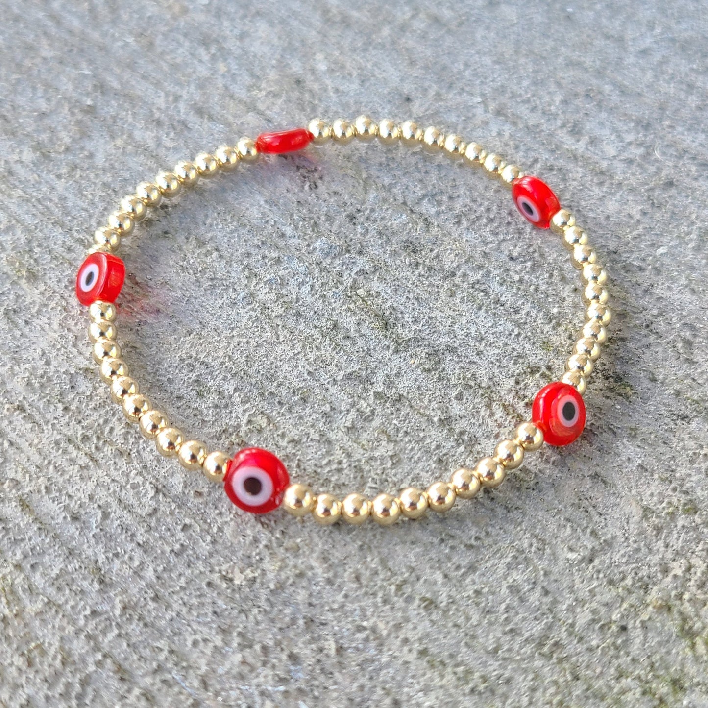 14K Gold Filled Evil Eye Protection Bracelet for Women - Dainty Waterproof - Tarnish Free Jewelry