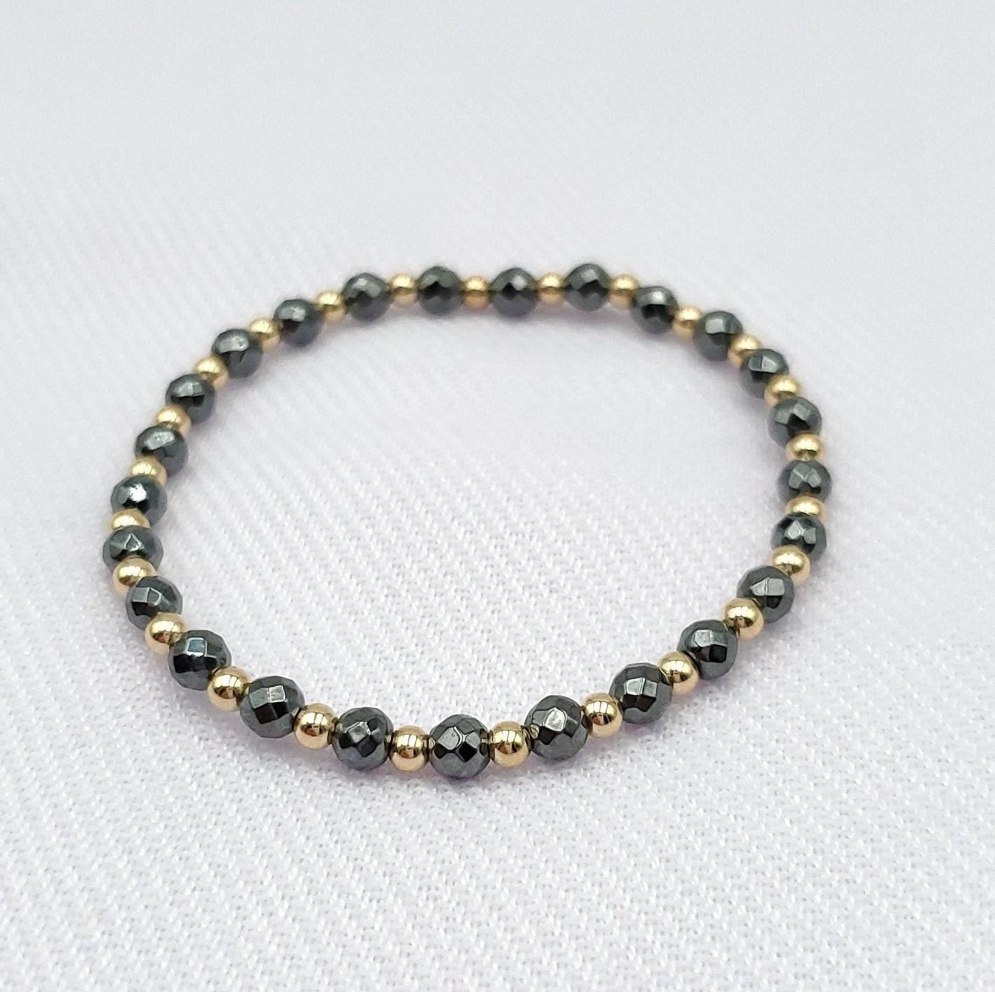 Delicate Gold Filled Stackable Bracelet with Semi Precious Beads - Customizable