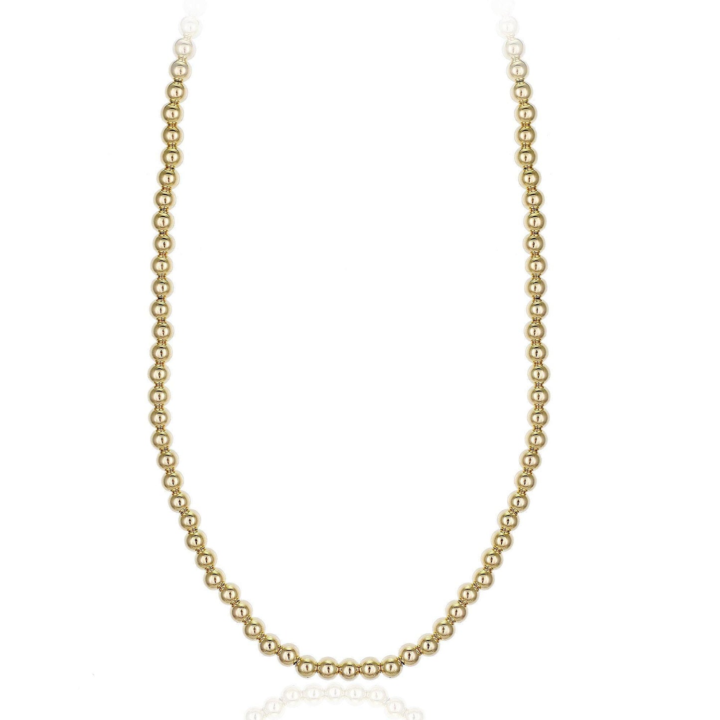Dainty 4 mm Gold Filled Beaded Layering Necklace – Stylish Tarnish Free, Water Resistant Layering Necklace