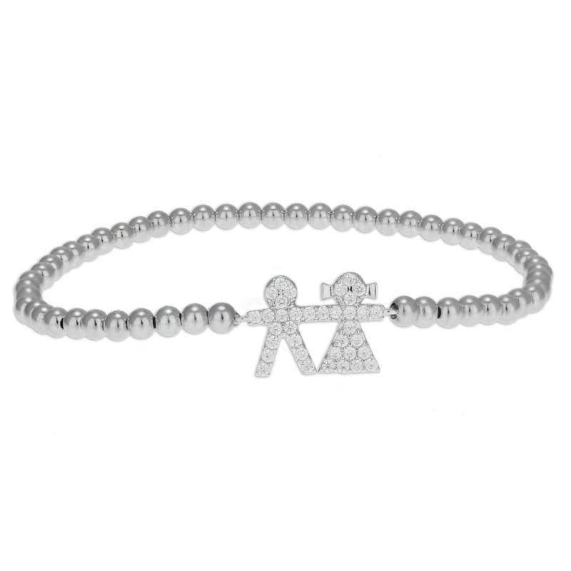 Boy and Girl Pendant Gold Filled Stretch Bracelet - Tarnish-Free Stacking for Women