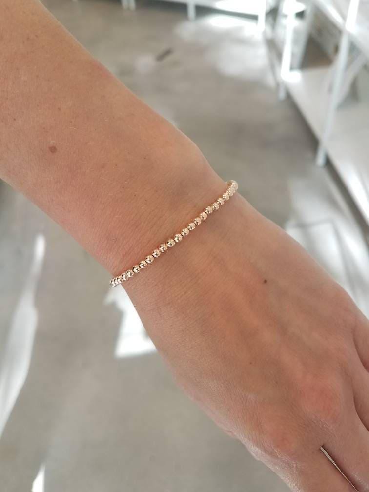 3mm Gold Filled Beaded Stretch Bracelet - Layering Jewelry for Women by Isabella Celini - Tarnish Free and Waterproof