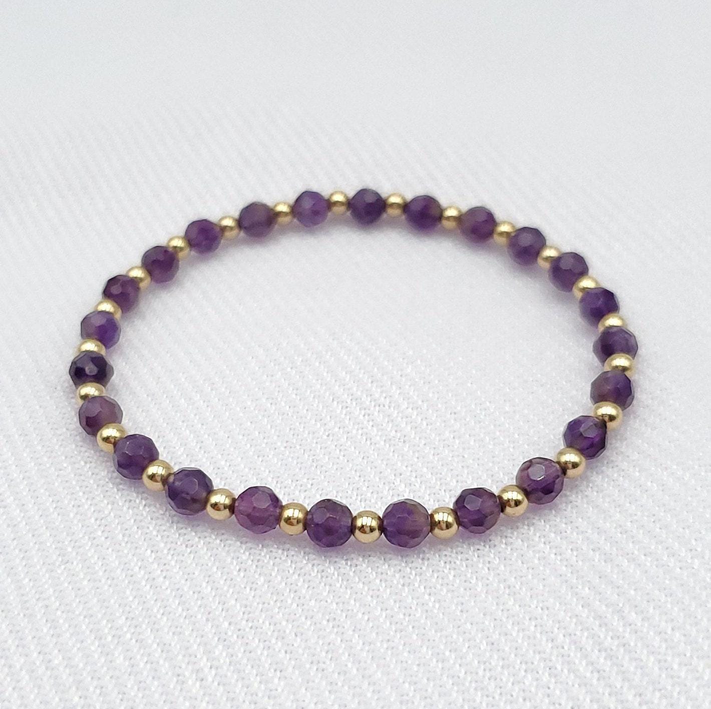 Delicate Gold Filled Stackable Bracelet with Semi Precious Beads - Customizable