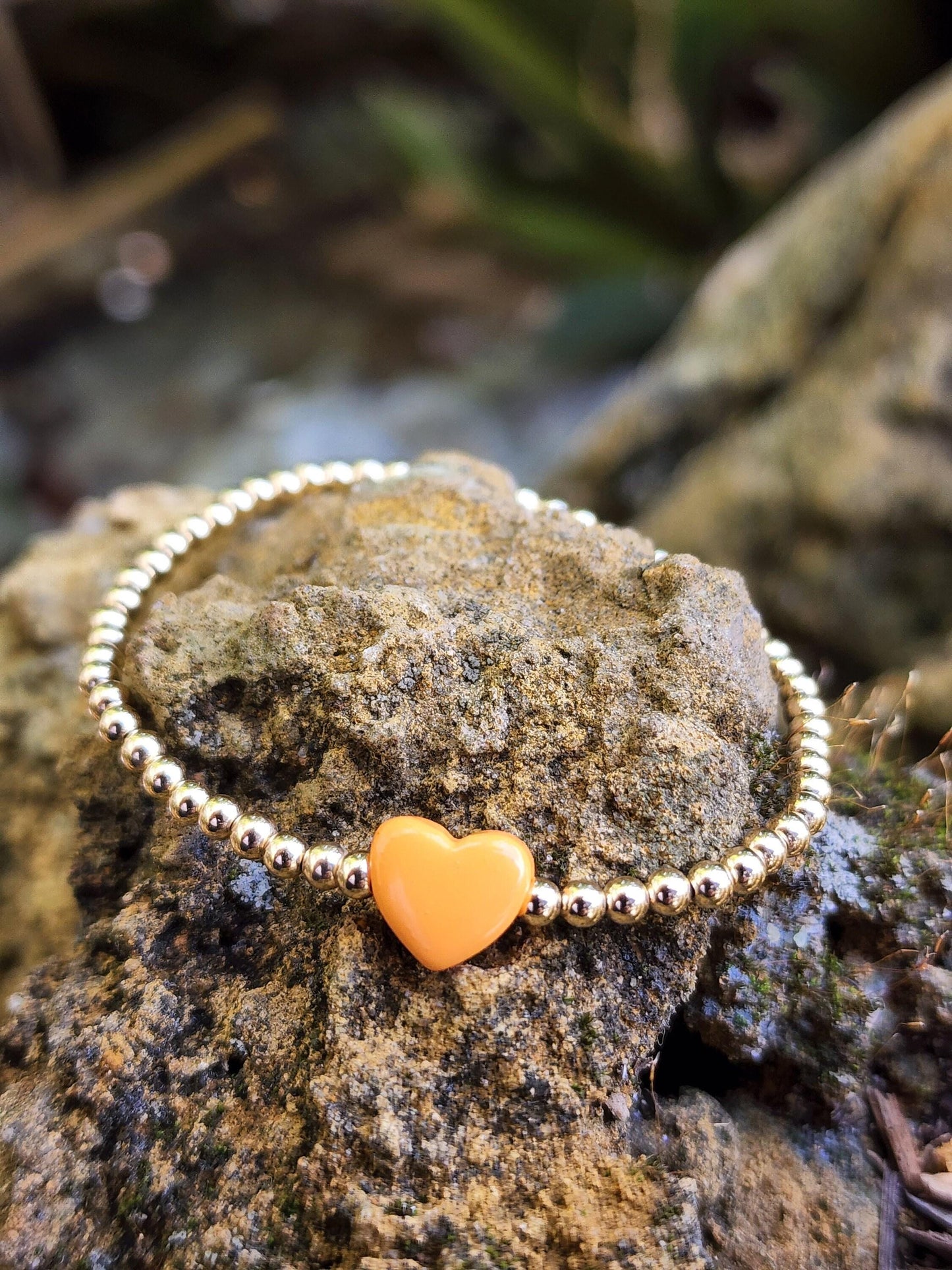 Gold Filled Heart Pendant Bracelet Tarnish-Free Stretch Bracelet Heart Charm Jewelry