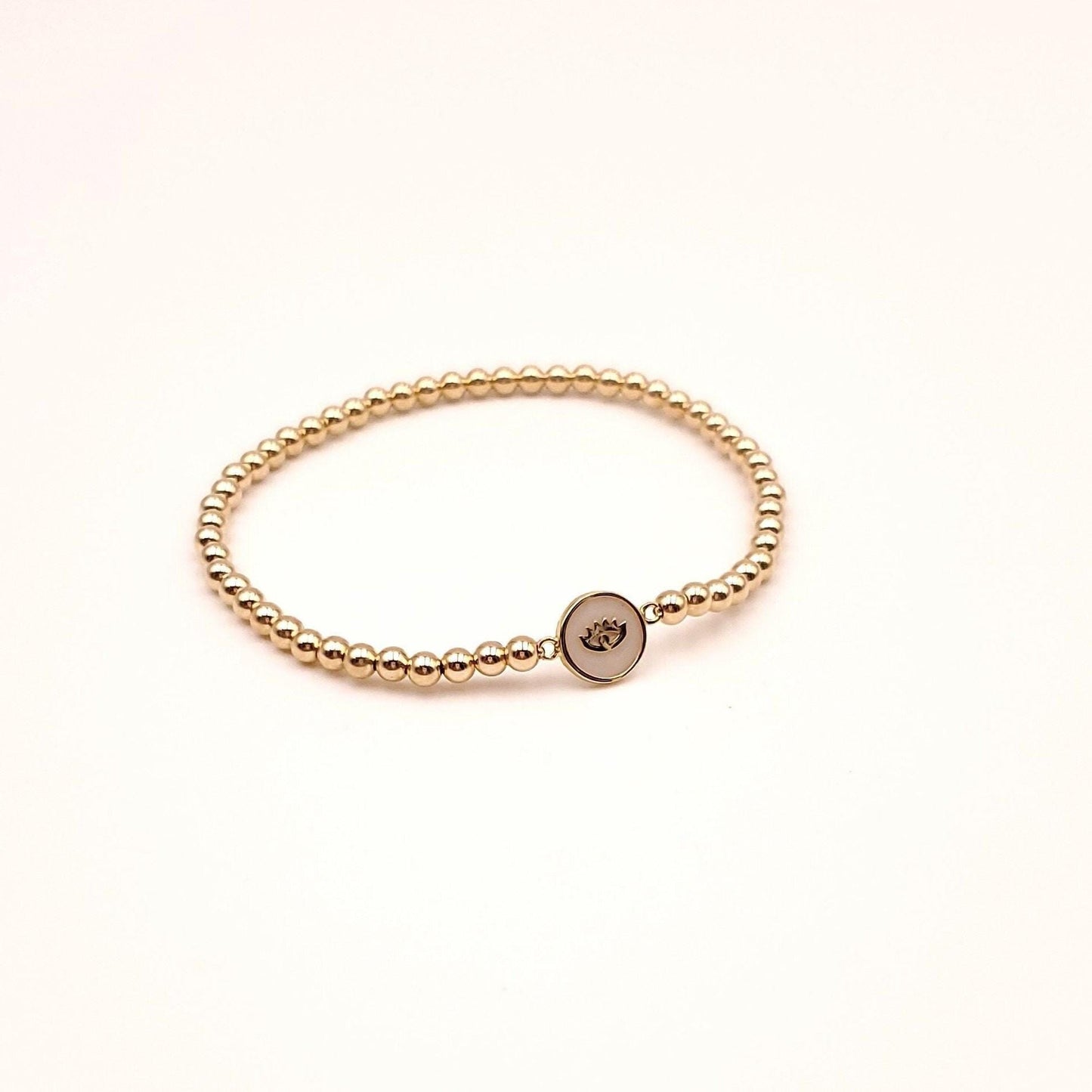 Small Round Enamel Evil Eye Gold Filled Bracelet, Isabella Celini, Gold Filled Beaded, Stretch Stacking Bracelet, Protection Bracelet
