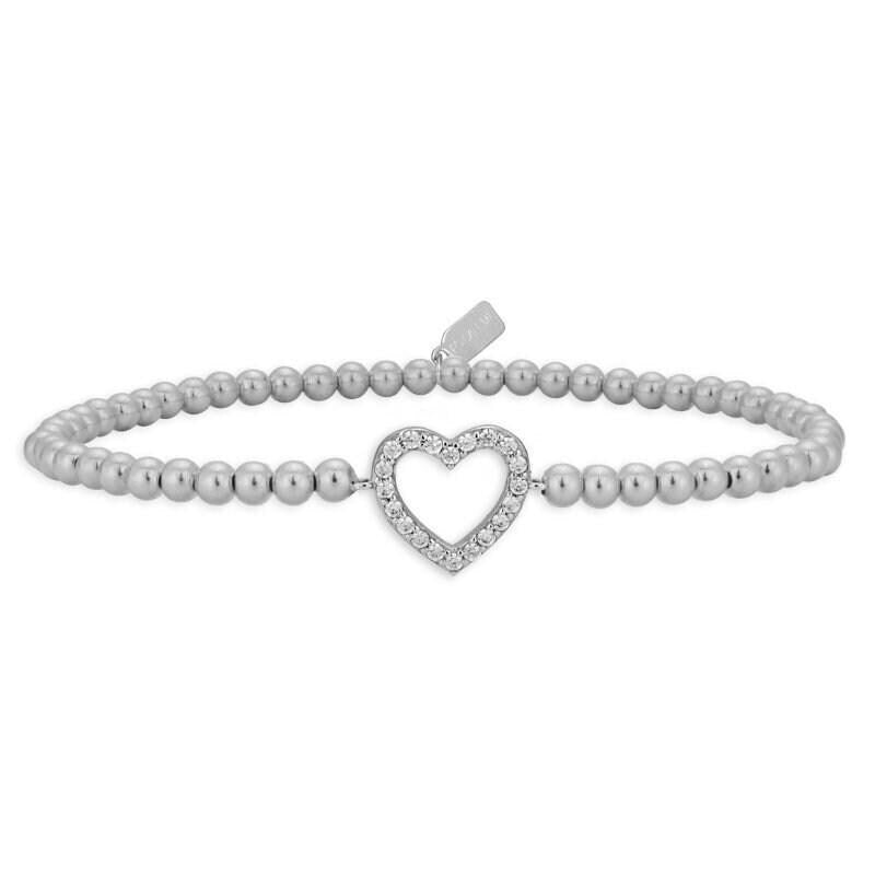 Gold Filled Heart Bracelet with Cubic Zirconia - Stretch Stacking Bracelet by Isabella Celini