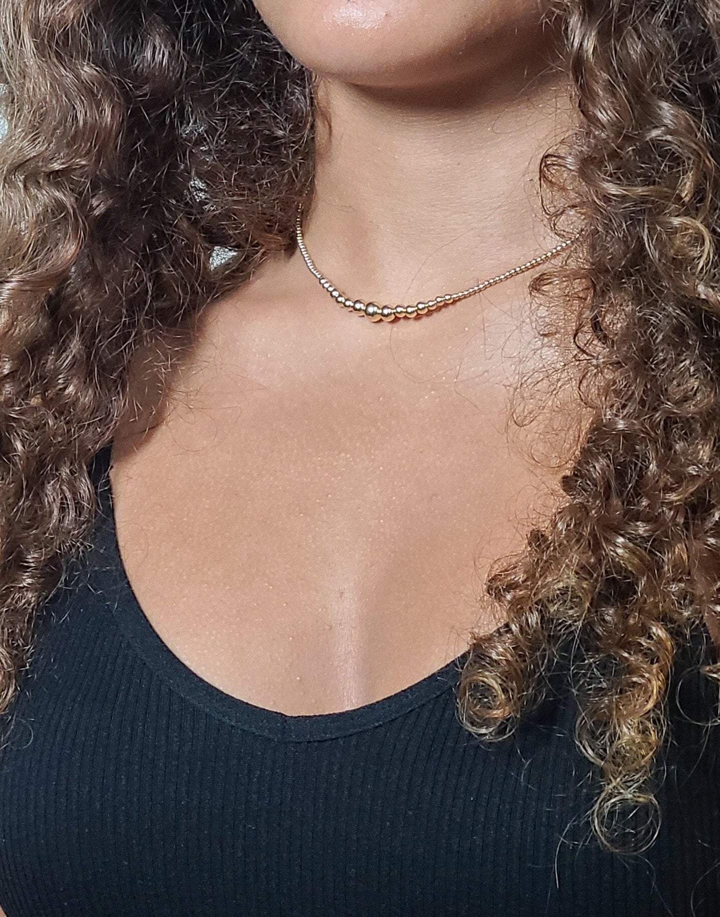 Dainty Gold Filled Beaded Necklace - Boho Graduated Layering Jewelry - Classy Bridemaid Gift - Tarnish Free