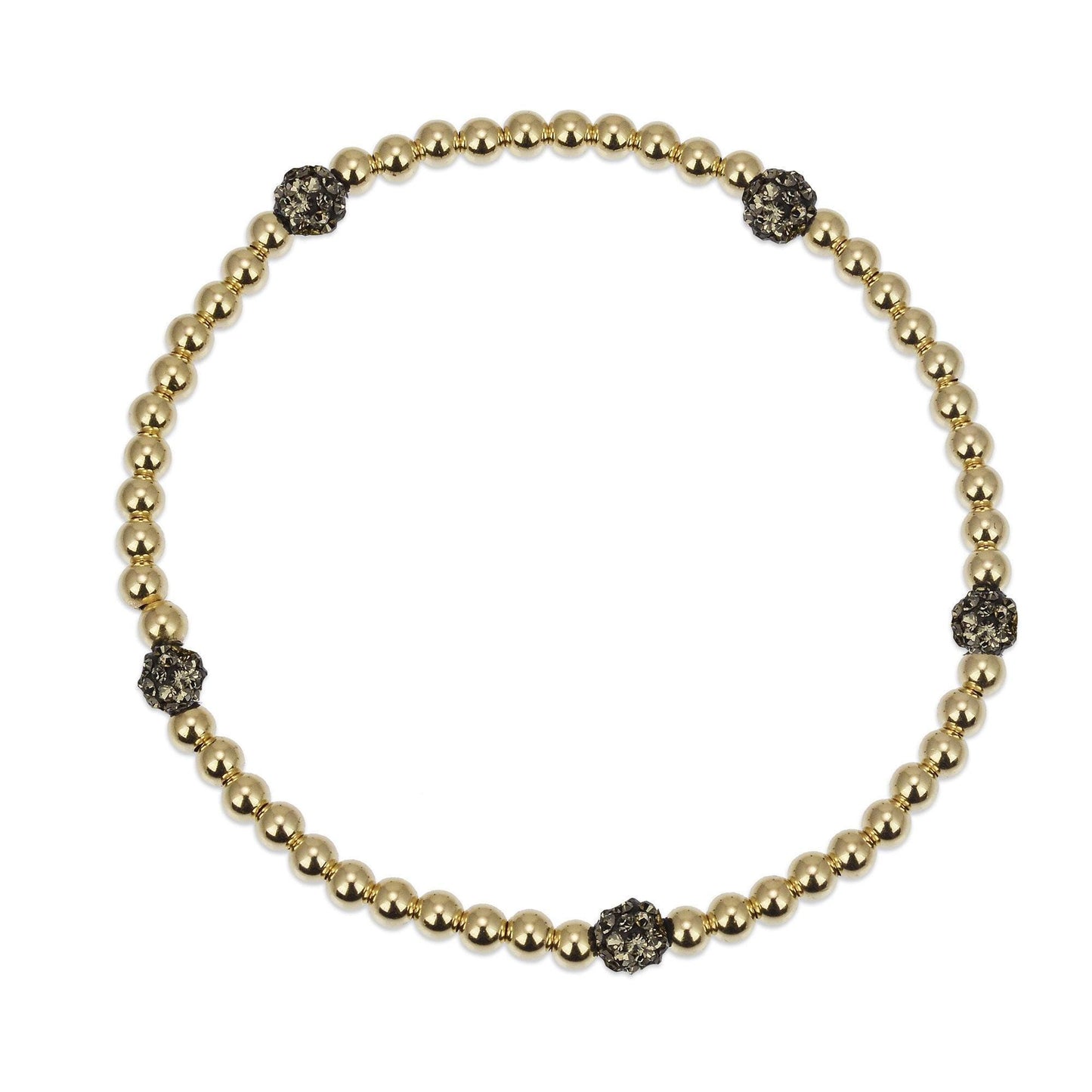 14kt Gold Filled CZ Ball Bracelet - Stretch Gold Beaded Womens Jewelry - Handmade by Isabella Celini
