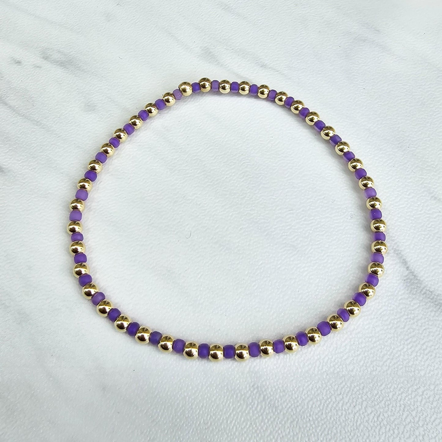 14kt Gold Filled and Colorful Beads Bracelet - Non Tarnish Alternating Design with 3mm Gold Filled Bracelet