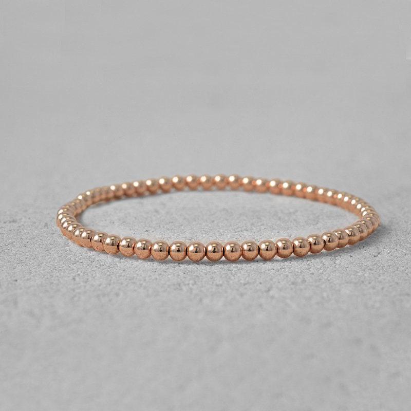 3mm Gold Filled Beaded Stretch Bracelet - Layering Jewelry for Women by Isabella Celini - Tarnish Free and Waterproof