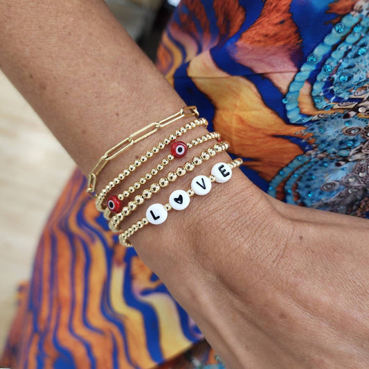 14K Gold Filled Evil Eye Protection Bracelet for Women - Dainty Waterproof - Tarnish Free Jewelry