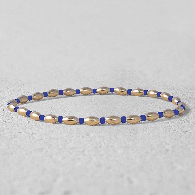 Gold Filled Stacking Bracelet - Non Tarnish Waterproof Glass Beaded Layering Jewelry