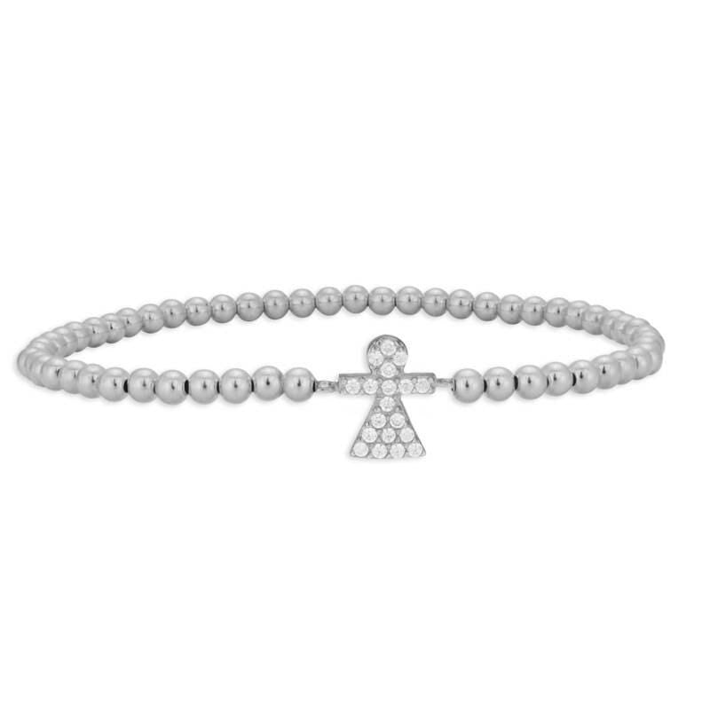 Dainty Girl Pendant Bracelet - Stretch Stackable Beads in 14kt Gold Filled by Isabella Celini