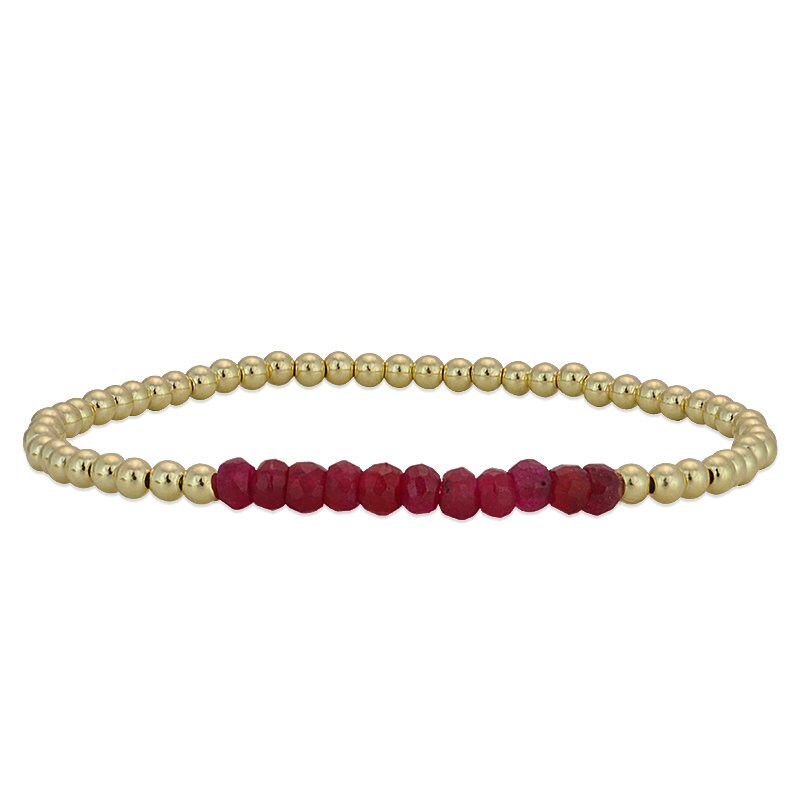 14Kt Gold Filled Semi Precious Beaded Bracelet - Stretch Stack for Ladies Gemstone Jewelry