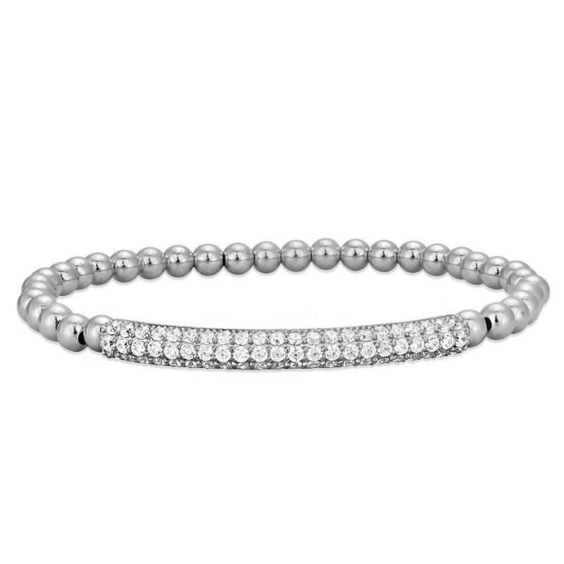 Gold Filled CZ Pave Bar Bracelet for Women - Stretchable Stacking Bridesmaid Jewelry
