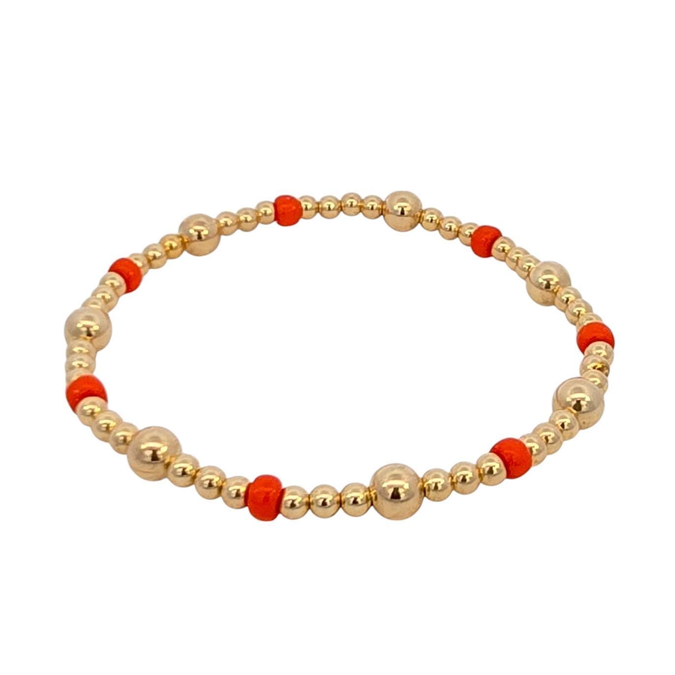 Dainty Stretch Bracelet 14k Gold Filled - Colorful Beads - Gift for Women - Tarnish Free Jewelry Stacking Bracelet